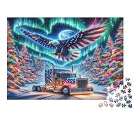 American Eagle Truck 100% Recycled Cardboard Truck & Eagle 1000Pc Jigsaw Adult Jigsaws Classic Educational Games 38x26cm/1000pcs