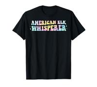American Elk Whisperer Funny Animal Lover Groovy Tie Dye Camiseta