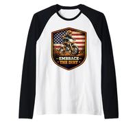 American Embrace The Dirt Bike Rider Motocross Patriot USA Camiseta Manga Raglan