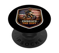 American Embrace The Dirt Bike Rider Motocross Patriot USA PopSockets PopGrip Adhesivo