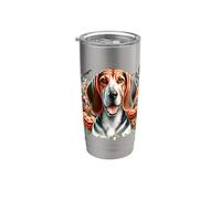 American English Coonhound Dog Halloween Acuarela Obra de arte Vaso térmico de acero inoxidable de doble pared
