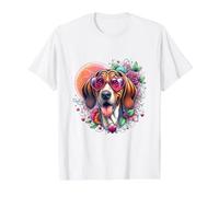 American English Coonhound Dog St Valentine Obra de Arte Camiseta gráfica económica, Hombre, Blanco, XL