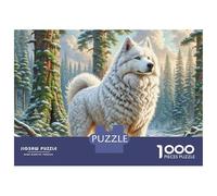 American Eskimo Dog 1000 Piezas Cartulina Extra Gruesa Rompecabezas DIY Antiestrés Juego Creativo Rompecabezas para Decoración del Hogar 38x26cm/1000pcs
