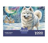 American Eskimo Dog 1000 Piezas Papel Ecológico Resistente Rompecabezas DIY Handsome Dog Extremadamente Difícil Juguete De Cumpleaños Rompecabezas Regalos para Familia Y Amigos 52x38cm/1000pcs