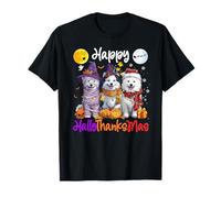 American Eskimo Dog Navidad Acción de Gracias Feliz Halloween Camiseta