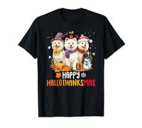 American Eskimo Dog Navidad Holasthankmas Acción de Gracias Camiseta
