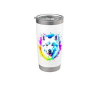 American Eskimo Dog Pop Art I Dog Lover I Splash Art Vaso térmico de acero inoxidable de doble pared