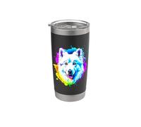 American Eskimo Dog Pop Art I Dog Lover I Splash Art Vaso térmico de acero inoxidable de doble pared