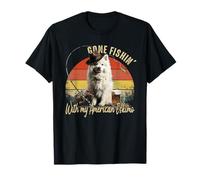 American Eskimo Dog Retro Vintage Día del Padre Pescador Camiseta