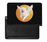 American Eskimo Dog Running Angel Wings - Funda para pasaporte con ranura para tarjetas, funda para pasaporte de viaje