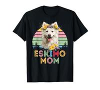 American Eskimo Mom Dog Flower Love Design Día de la Madre Camiseta