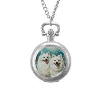 American Eskimos Dogs - Reloj de bolsillo vintage con colgante de aleación, collar de regalo para hombres y mujeres, Estilo plateado, talla única