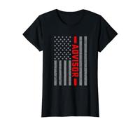 American Flag Advisor - Camiseta Vintage con Bandera de Estados Unidos para Hombre y papá Camiseta gráfica económica, Mujer, Negro, XS