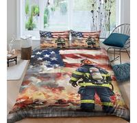 American Flag Art Funda de Edredón Microfibra 3 Piezas Impresión 3D Cierre de American Flag Arte Funda Edredon Fundas de Almohada Antialérgica Antibacteriana for niños Single（135x200cm）