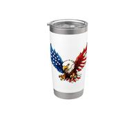 American Flag Bald Eagle Patriotic 4th of July USA Vaso térmico de acero inoxidable de doble pared