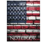 American Flag Bricks NOTEBOOK: 100 Pages Wide Rule 7.5 x 9.25 High School/College American USA