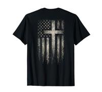 American Flag Christian Cross Patriotic Faith (On Back) Camiseta
