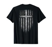 American Flag Christian Cross Patriotic Faith (On Back) Camiseta