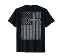 American Flag Christian Cross Patriotic Faith (On Back) Camiseta