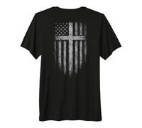 American Flag Christian Cross Patriotic Faith (On Back) Camiseta Premium