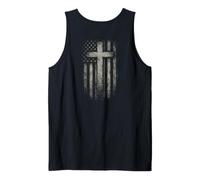 American Flag Christian Cross Patriotic Faith (On Back) Camiseta sin Mangas