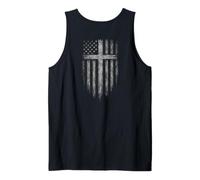 American Flag Christian Cross Patriotic Faith (On Back) Camiseta sin Mangas