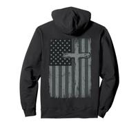 American Flag Christian Cross Patriotic Faith (On Back) Sudadera con Capucha