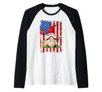 American Flag Golf GNOME For Women and Men Patriotic Golf Camiseta Manga Raglan