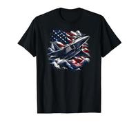American Flag Patriotic Airplane Plane US Independence Day Camiseta gráfica económica, Hombre, Negro, XL