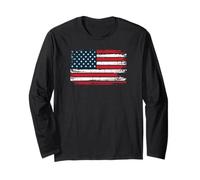 American Flag Patriotic US T-Shirt USA Manga Larga