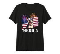 American Flag Patriotic USA 4th July Merica Bostie Lover Camiseta Premium