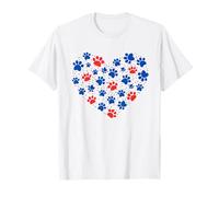 American Flag Paw Print Heart Patriotic 4th of July Dog Love Camiseta