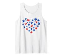 American Flag Paw Print Heart Patriotic 4th of July Dog Love Camiseta sin Mangas