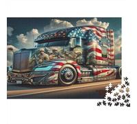 American Flag Truck 100% Recycled Cardboard Flag Truck 1000 Piece Jigsaws for Adults Brain Development Classic Games 70x50cm/1000pcs