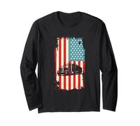American Flag Trucker Semi Remolque 18 Wheeler Truck Driver Manga Larga