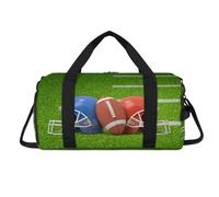 American Football and Helmets - Bolsa deportiva con compartimento para zapatos, para fin de semana, viajes, gimnasio, organizador de equipaje para mujeres, hombres, niños y niñas