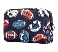 American Football Helmets - Bolsa de cosméticos para mujer, neceser de viaje, bolsa organizadora de maquillaje con cremallera, multicolor, 18.5x7.5x13cm/7.3x3x5.1in, Neceser