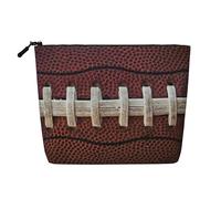 American Football Laces - Bolsa de maquillaje de uso diario, cáñamo falso, organizador de artículos de aseo de viaje, gran capacidad, resistente al agua