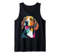 American Foxhound - Cara de Cachorro de Raza de Perro Colorida, Color Negro Camiseta sin Mangas