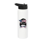 American Girl America Bandera Americana Orgullosa Mujer Americana Stainless Steel Insulated Water Bottle
