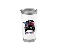 American Girl America Bandera Americana Orgullosa Mujer Americana Vaso térmico de acero inoxidable de doble pared