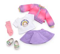 American Girl Summer McKinny Chica del aρo 2025 Conjunto de colas de cachorro Waggy para muρecas de 18 pulgadas con camiseta, chaqueta, falda pan