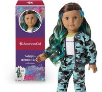 American Girl Truly Me - 18 Inch Street Chic Truly Me Doll in Cool Camo - Hazel Eyes, Wavy Dark Brown Hair with Blue & Green Highlights, Tan Skin with Neutral Undertones - DN89