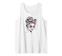 American Girl USA Flag 4th July Women Patriot Camiseta sin Mangas