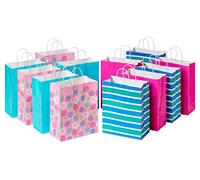 American Greetings Bolsas de regalo grandes de 13 pulgadas (patrones rosa y azul) para cumpleaños, baby showers y todas las ocasiones (12 unidades)