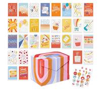 American Greetings Caja surtida de tarjetas de cumpleaños de 30 unidades con sobres, sellos y caja de almacenamiento (Kathy Davis Designs, pastel)
