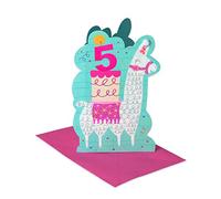 American Greetings Llama - Tarjeta de felicitación de 5º cumpleaños para niña con papel de aluminio