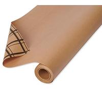 American Greetings Papel de regalo reversible, papel kraft y cuadros (1 rollo gigante, 150 pies cuadrados)