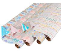 American Greetings Papel de regalo reversible para baby shower, animales y corazones (4 unidades, 160 pies cuadrados)