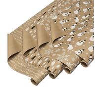 American Greetings Paquete de papel de regalo Kraft de 80 pies cuadrados (muñecos de nieve) para Navidad y todas las fiestas (4 rollos de 30 pulgadas x 8 pies)